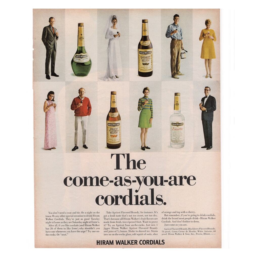 Hiram Walker Cordials Magazine Advertisement Vintage 1960s Alcohol Spirits